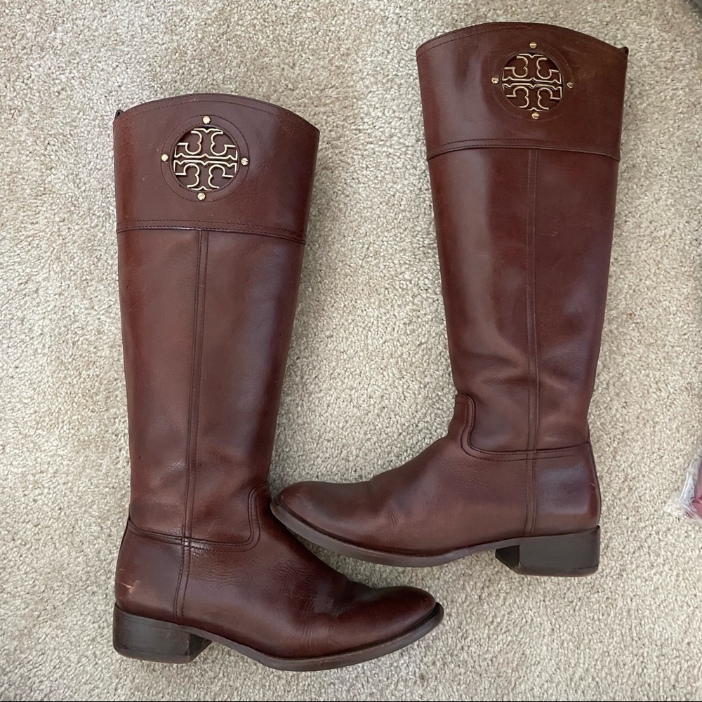 Tory Burch Brown Leather Riding Boots